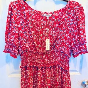 SOLD NWT Max Studio Red Floral Boho Maxi Dress